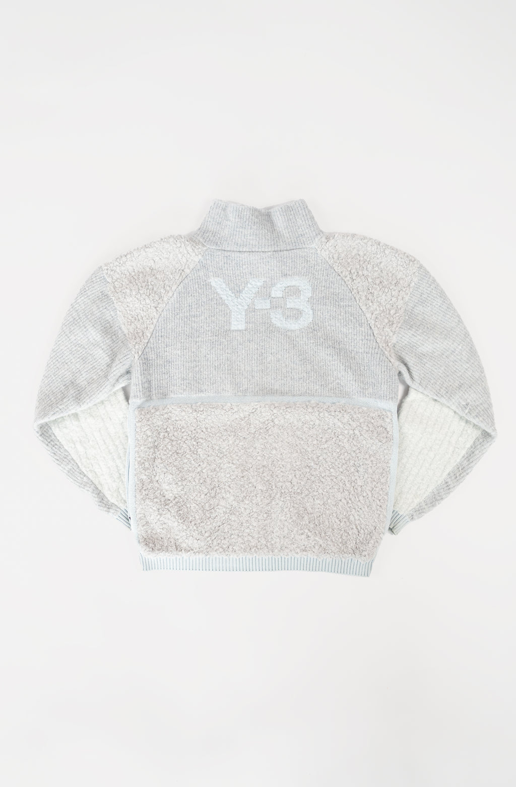 Y-3 Bouclé-panelled Ribbed-knit Turtleneck Jumper In Neutrals