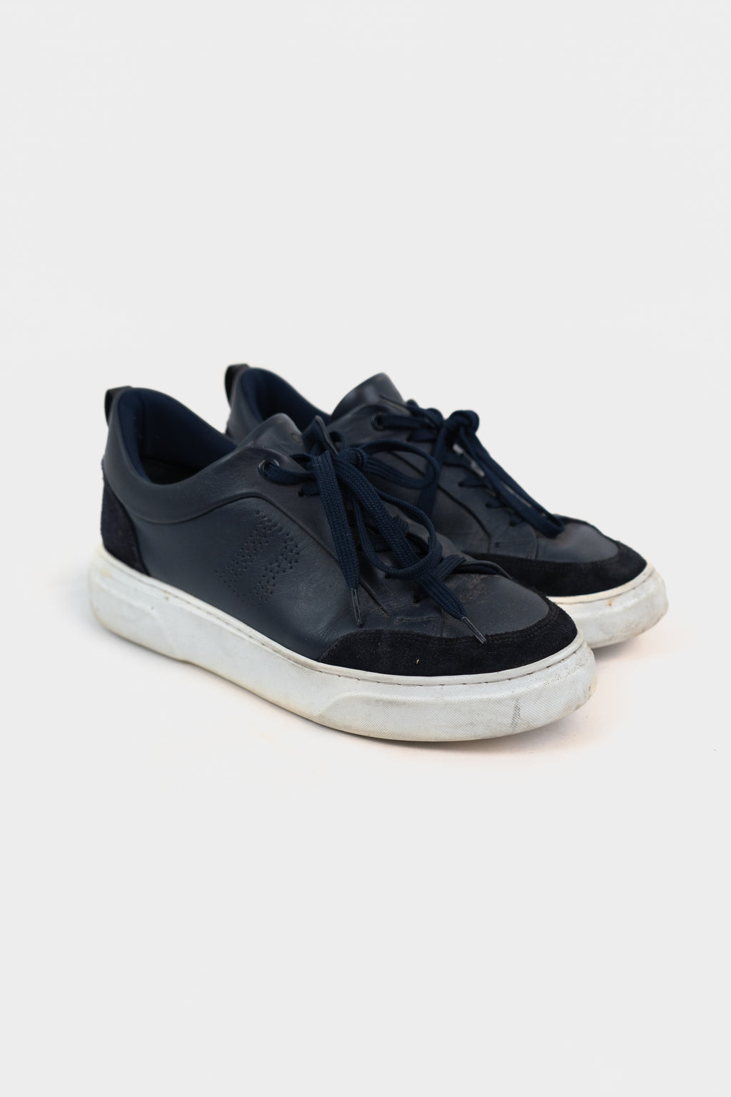 Boggi Navy Leather Trainers