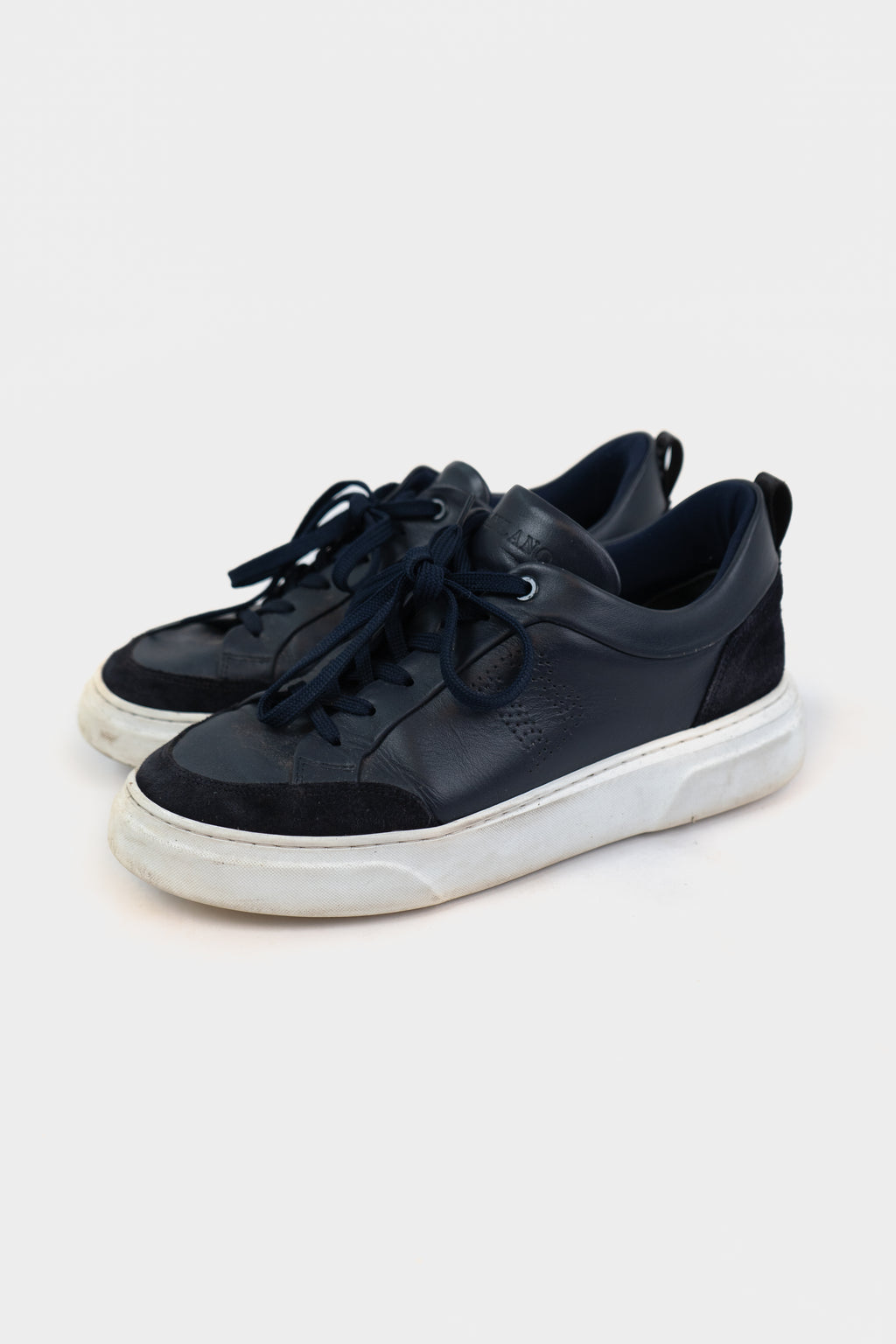 Boggi Navy Leather Trainers