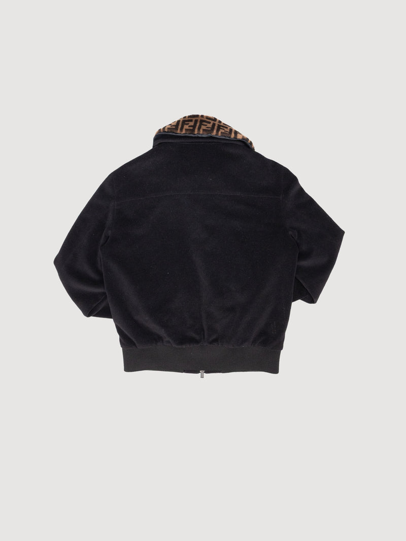 Fendi FW0123 A9C7 Collar Zucca Pattern Wool Blouson