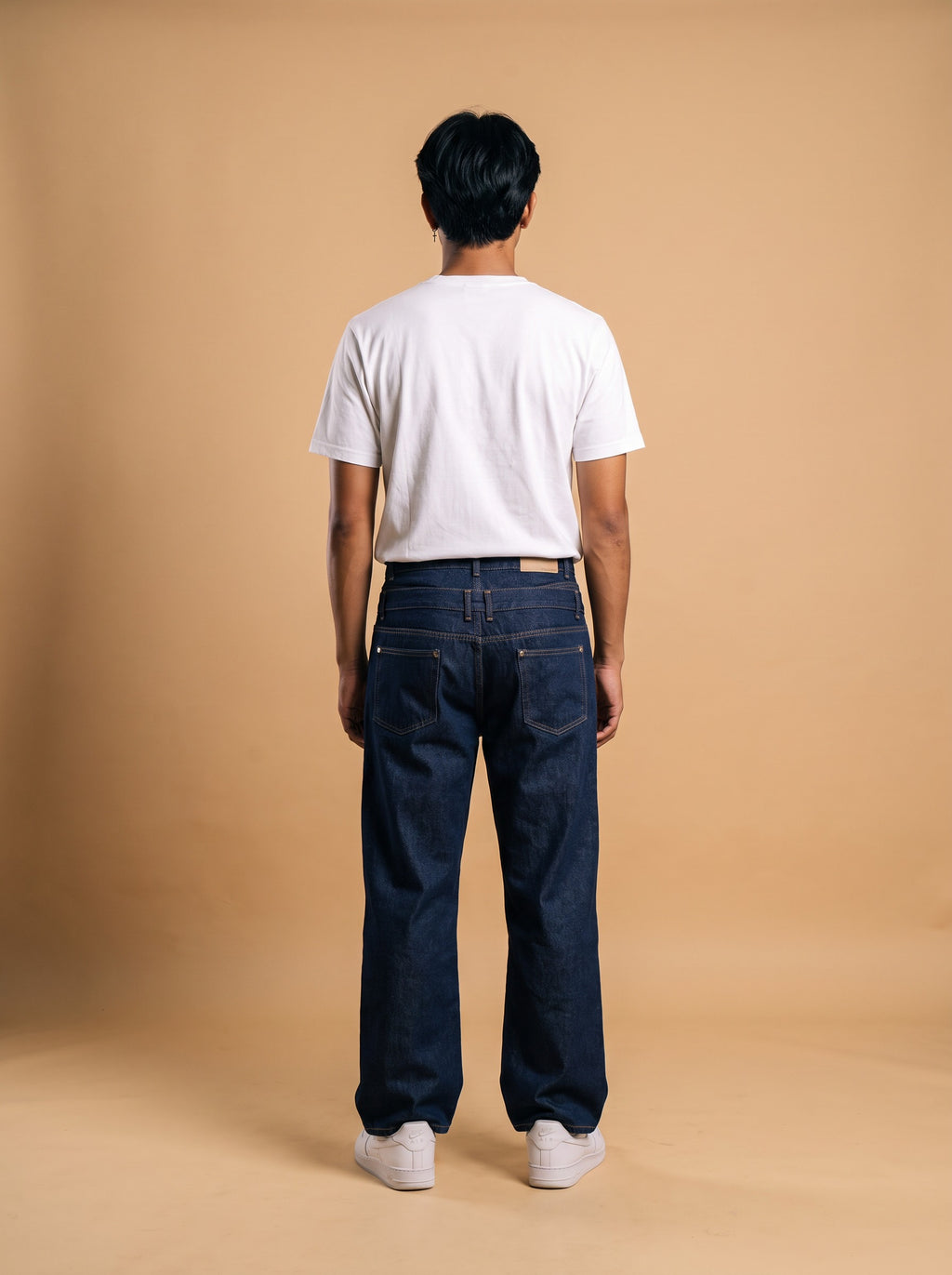 Decency Concept Trendy Spliced Belt Jeans Blue