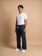 Decency Concept Trendy Spliced Belt Jeans Blue