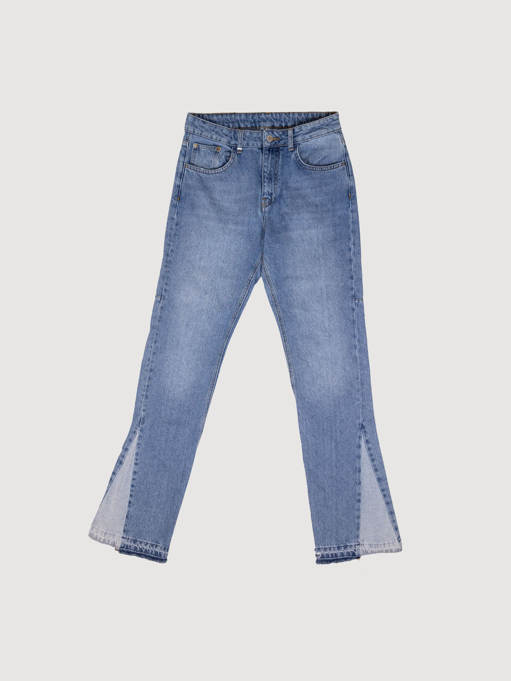 Flared straight jeans in blue denim