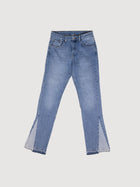 Flared straight jeans in blue denim
