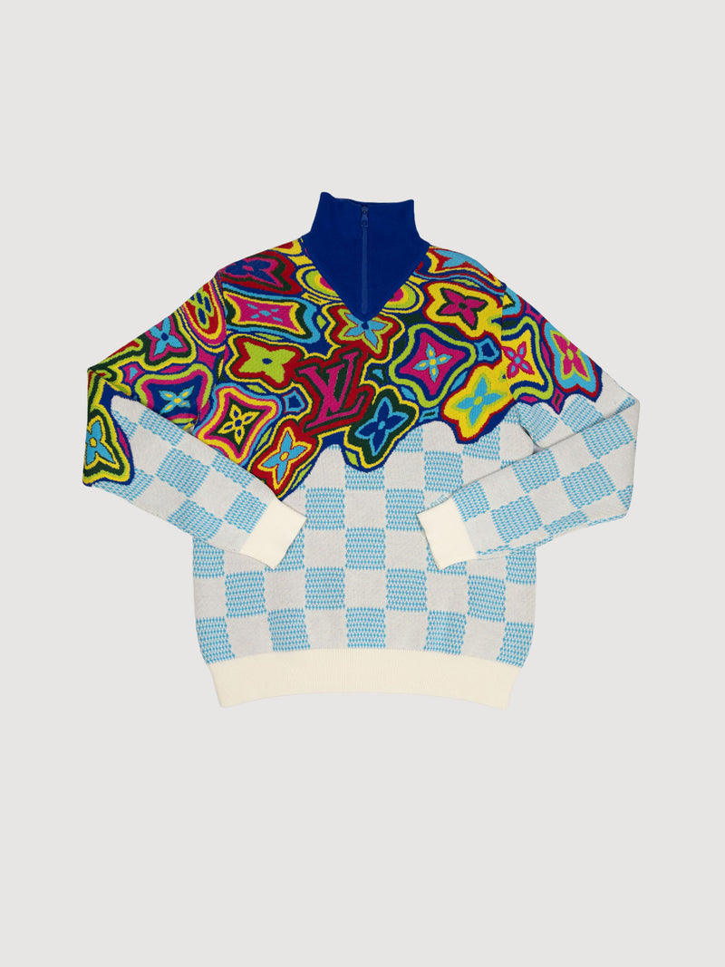 Distorted Monogram And Damier Half-Zip Sweater