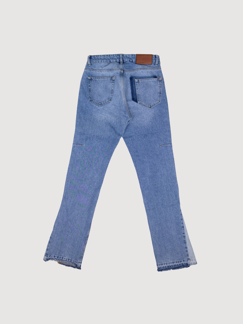 Flared straight jeans in blue denim