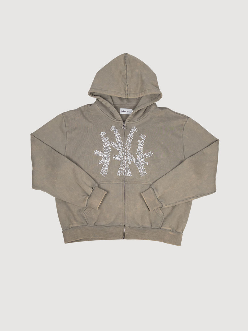 stolen arts pearl zip up hoodie