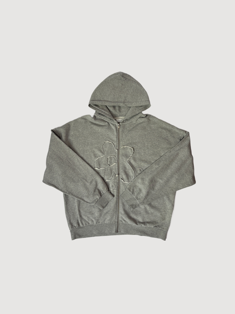 Flaneur Bear Embroidered Zip Hoodie