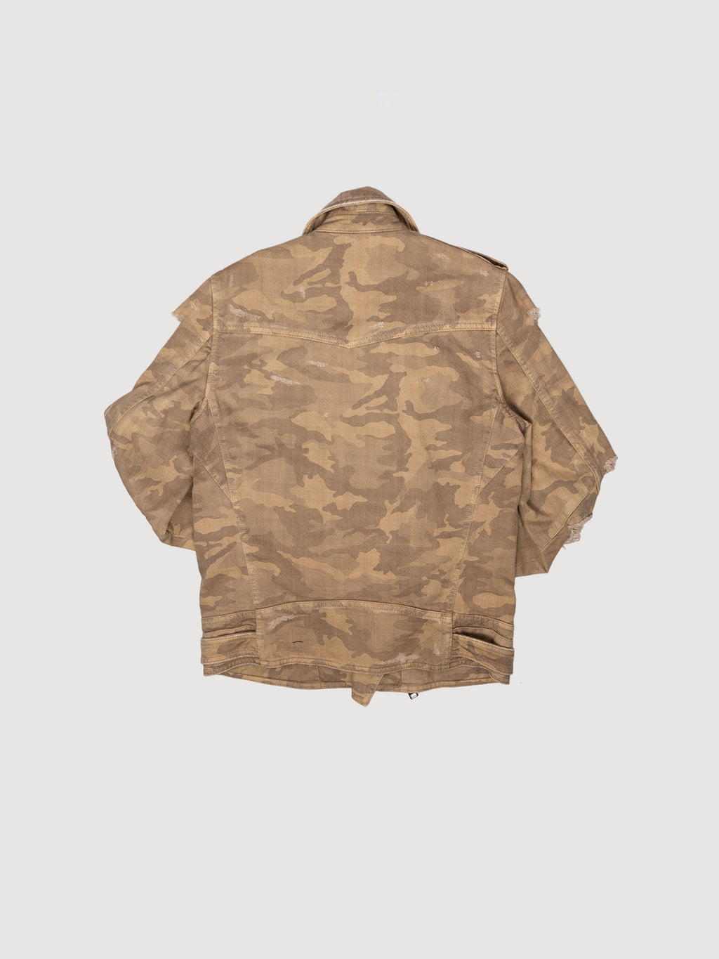 Balmain Destroyed Camouflage Print Vintage Biker Jacket '18