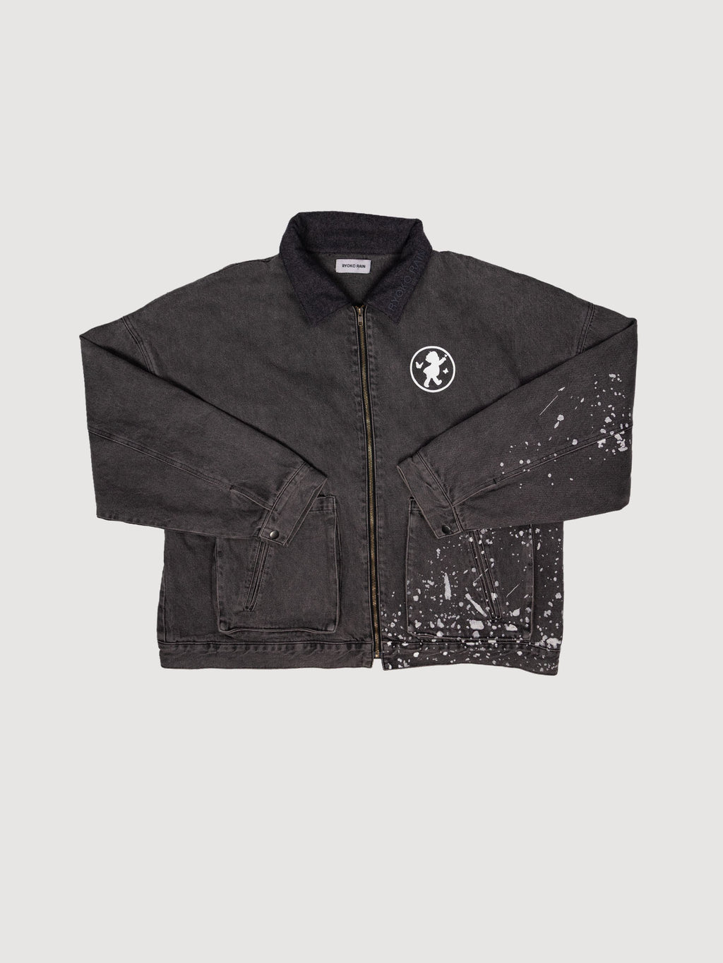Ryoko Rain Charcoal Grey Paint Splatter Jacket 