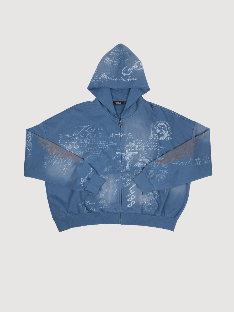 Blue Zip Up Sweater
