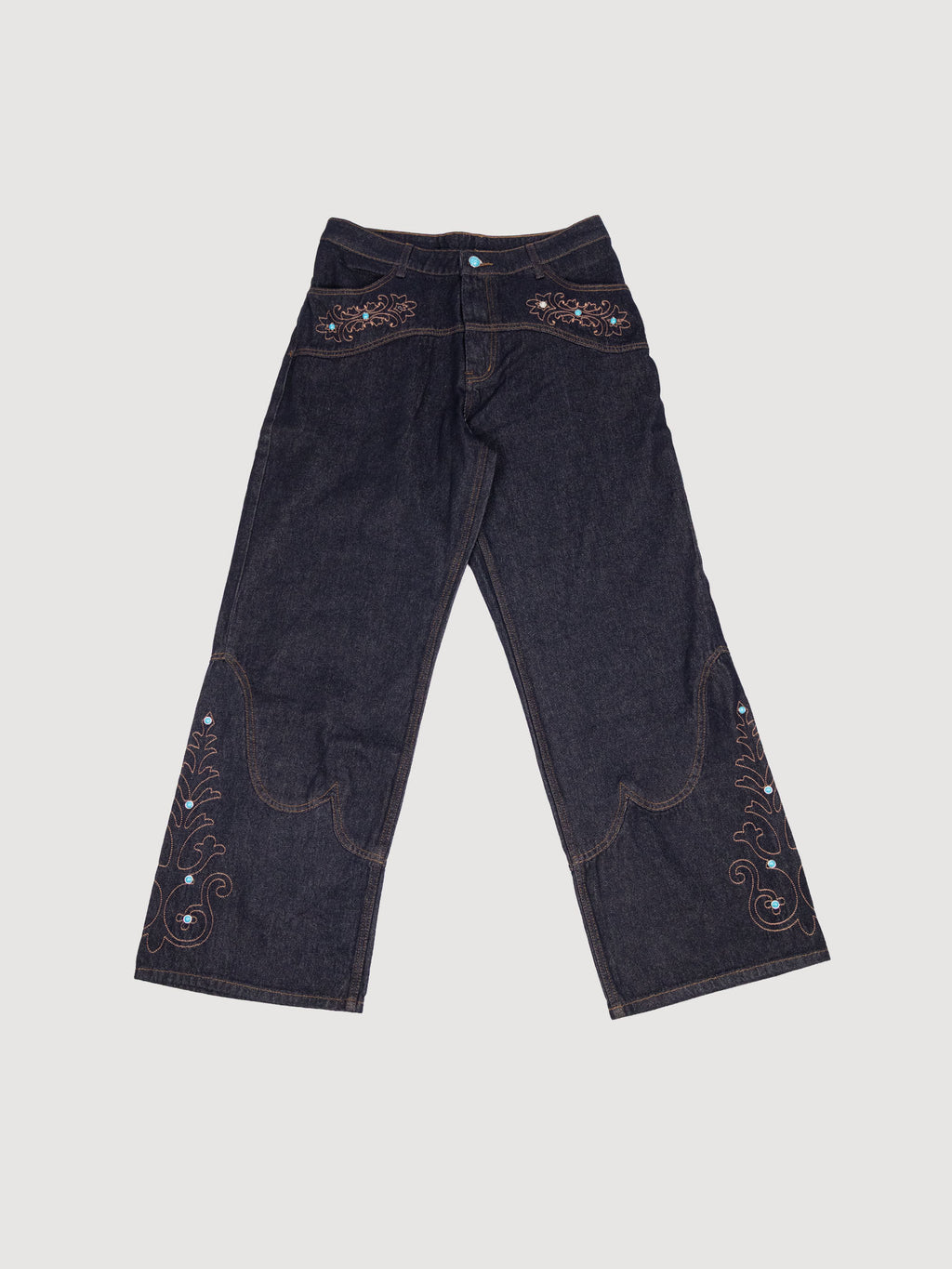 Darkblue Jeans With Pearls