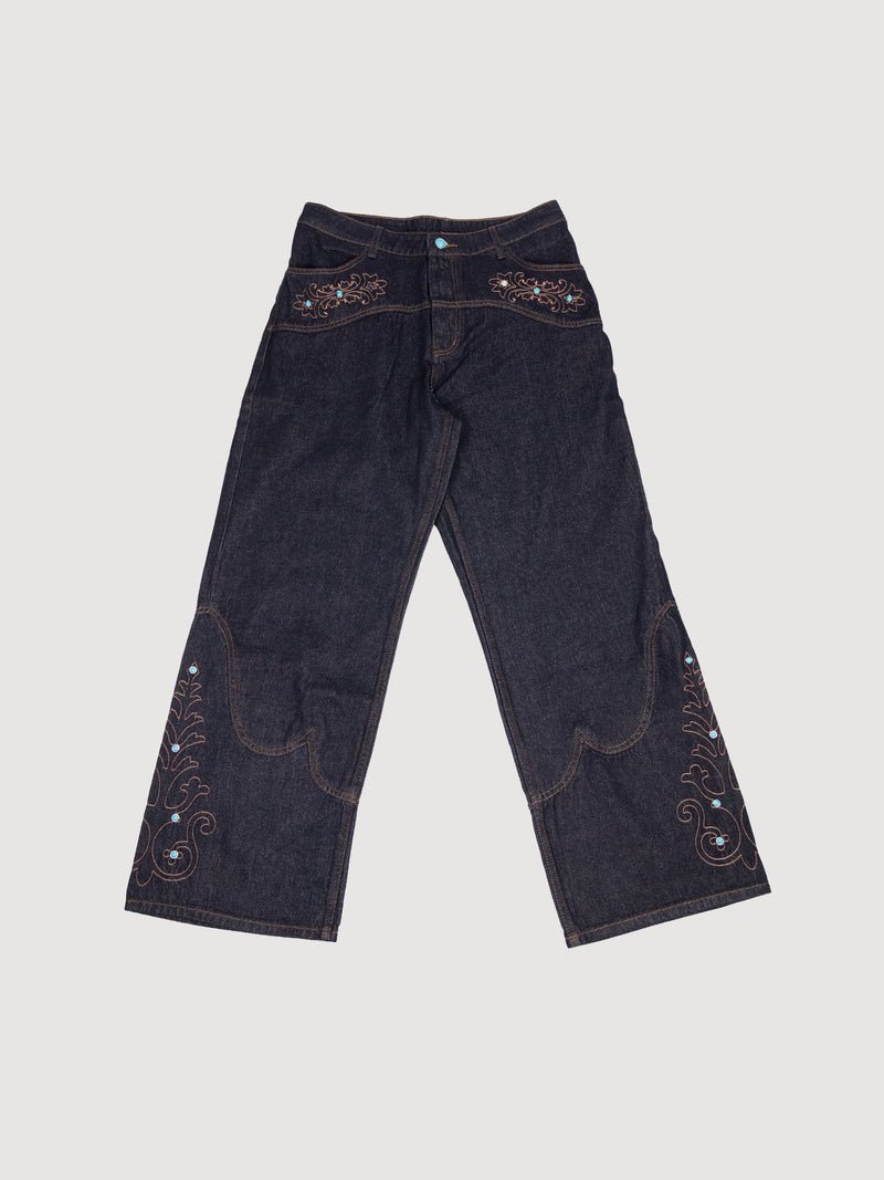 Darkblue Jeans With Pearls