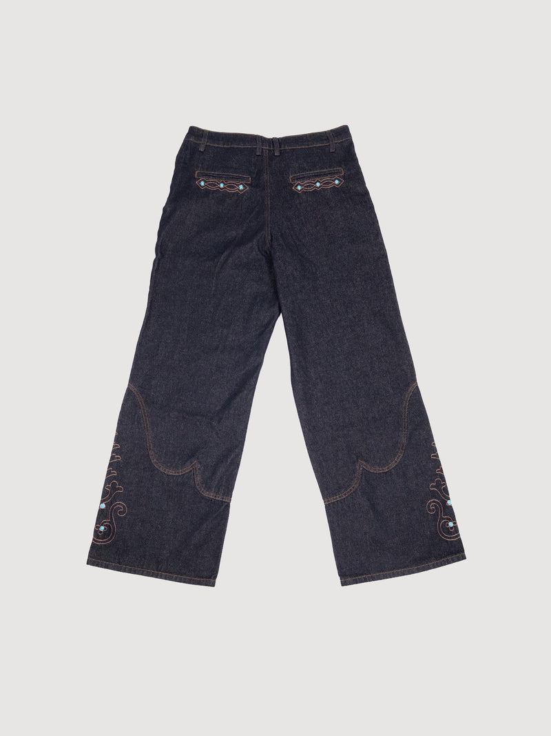Darkblue Jeans With Pearls