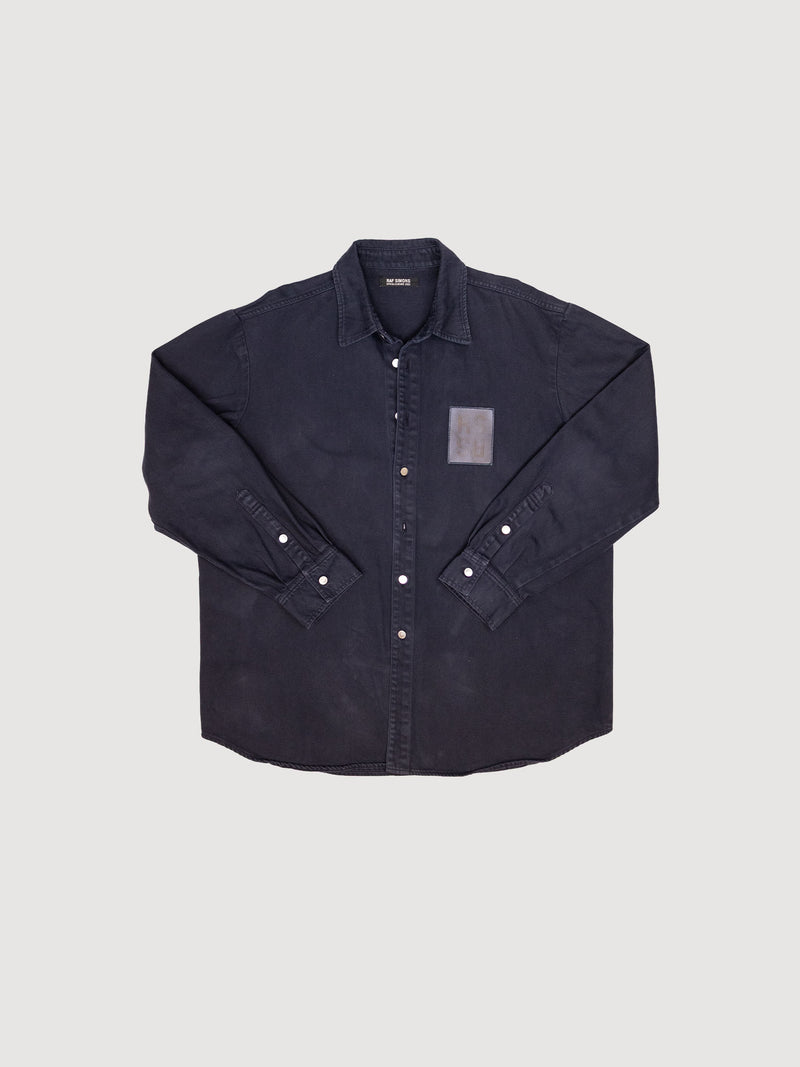 Raf Simons Straight fit denim shirt with label on sleeve