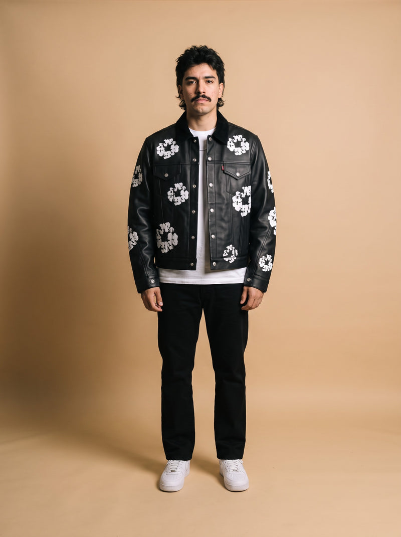 Denim Tears x Levi's Leather Cotton Wreath Type-3 Jacket Black