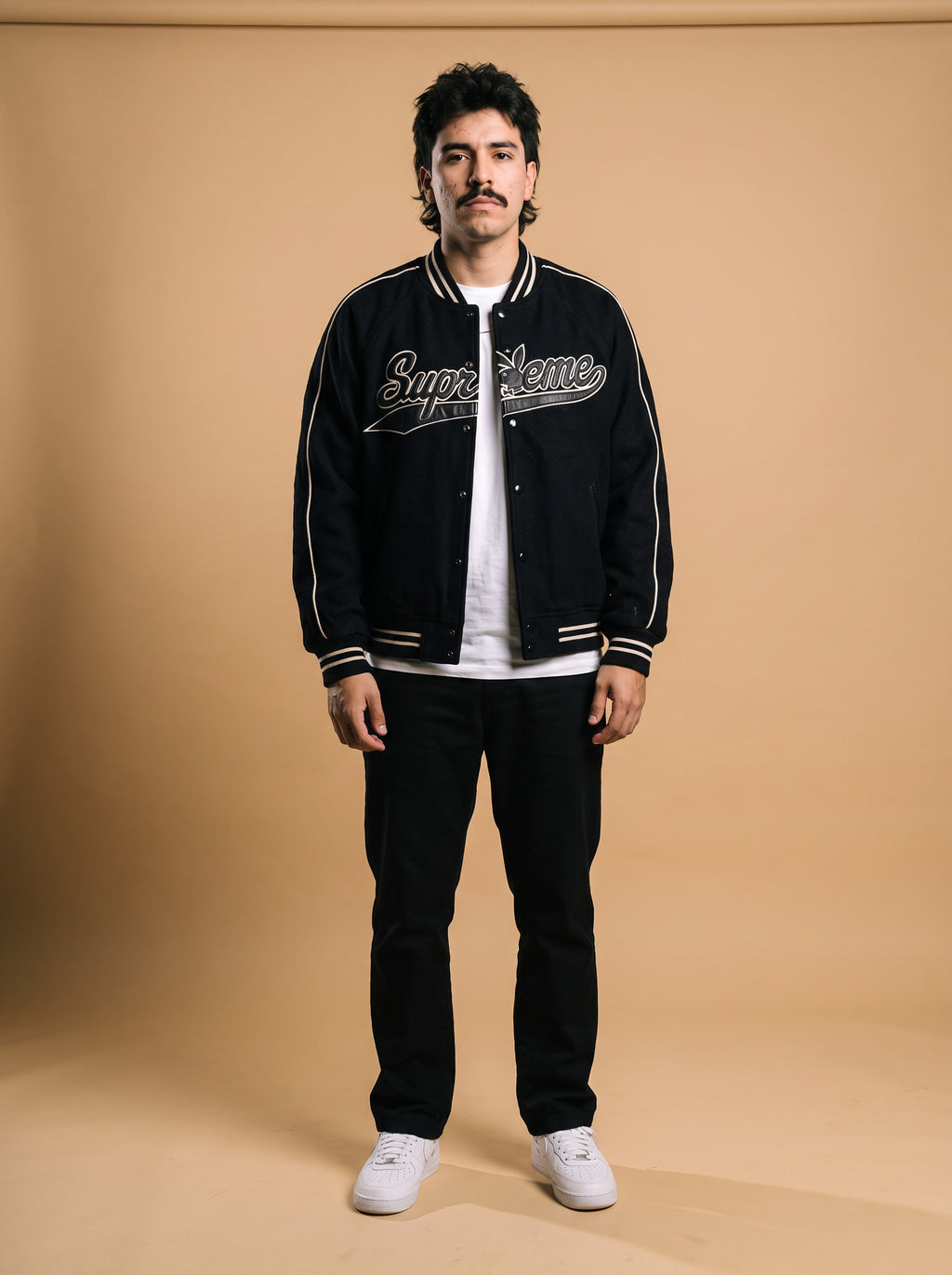 Supreme x Playboy Wool Varsity Jacket Black