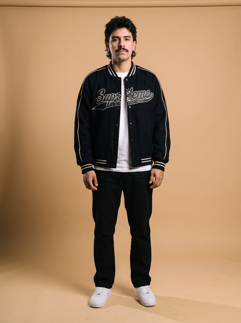Supreme x Playboy Wool Varsity Jacket Black