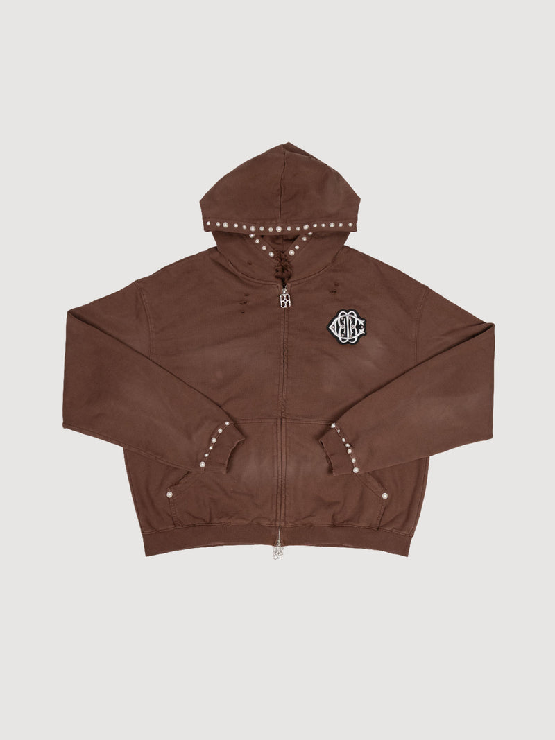 Studded Boxy Zip Hoodie