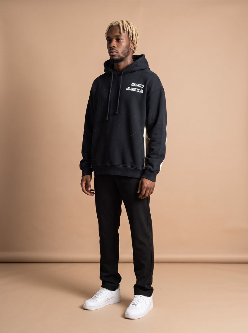 Logo Print Cotton Jersey Hoodie In Black