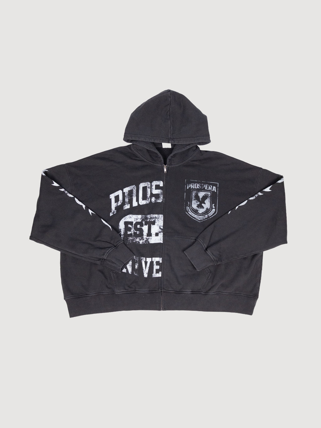 Prospera vintage statement zip up hoodie