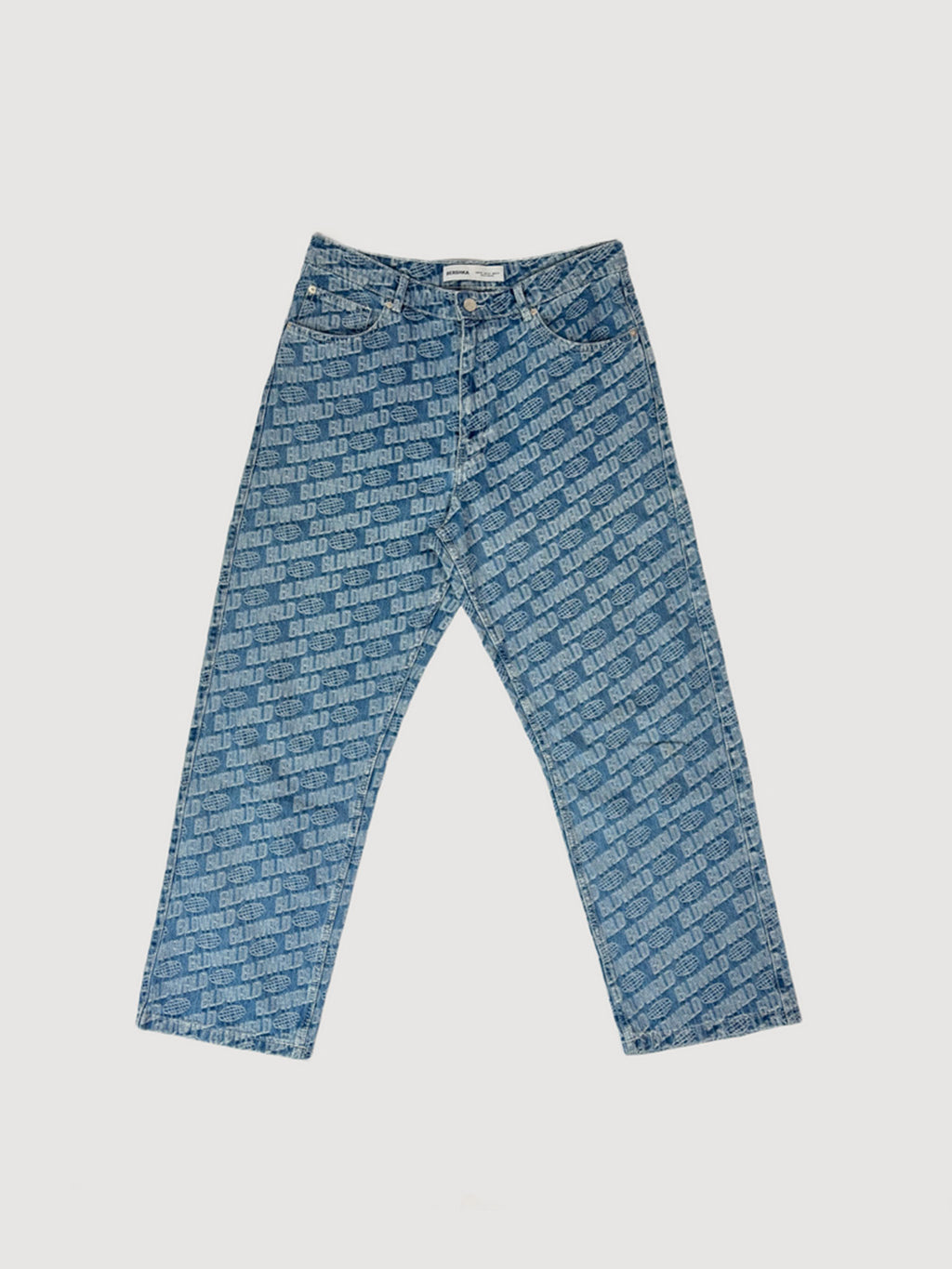 Bershka Denim Logo Jeans Blue