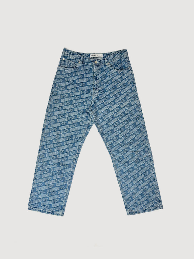 Bershka Denim Logo Jeans Blue