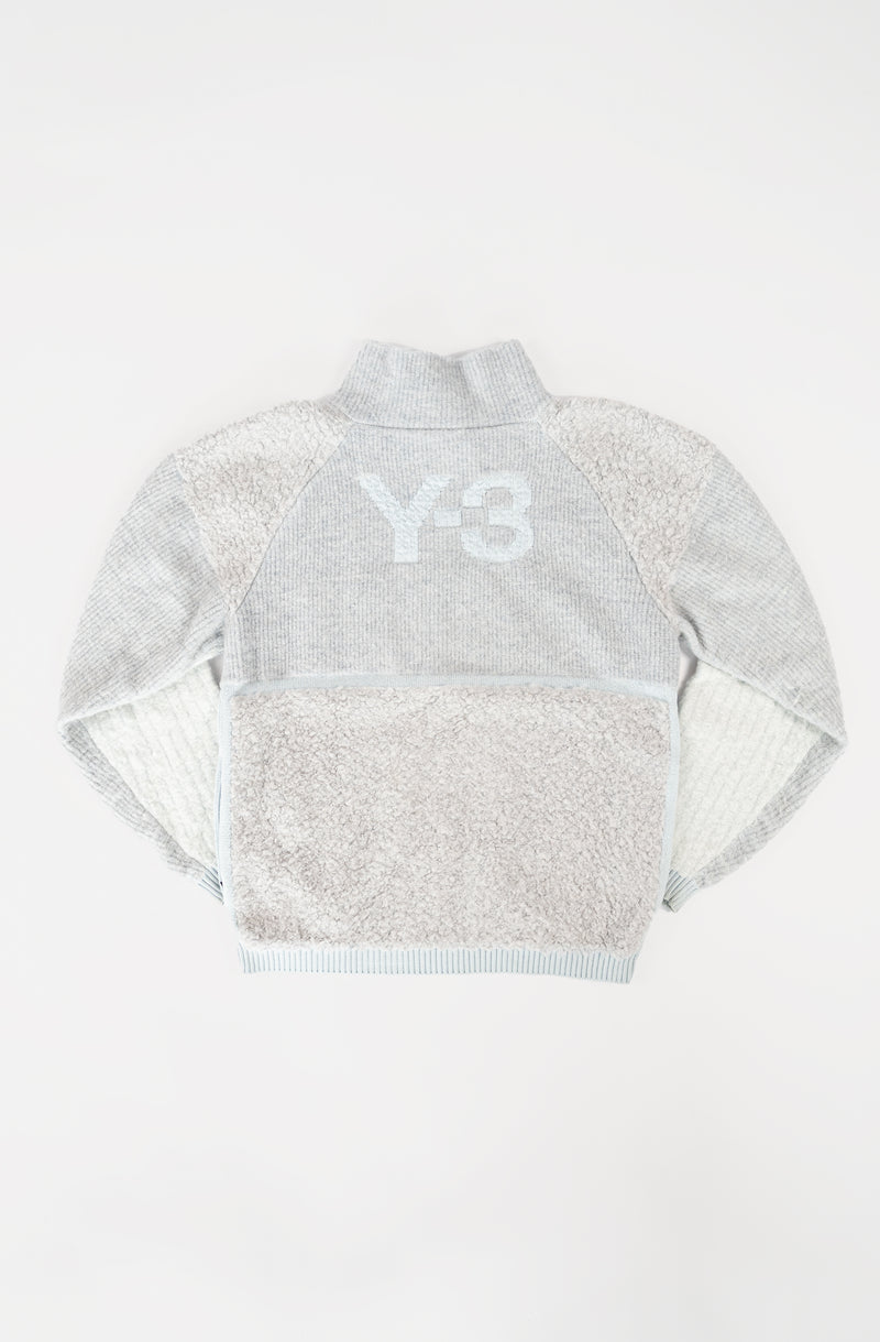 Y-3 Bouclé-panelled Ribbed-knit Turtleneck Jumper In Neutrals