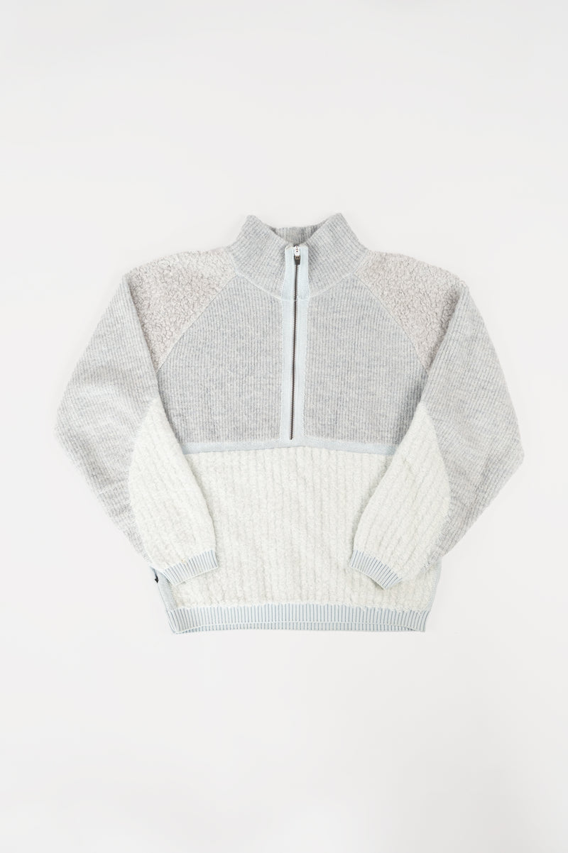 Y-3 Bouclé-panelled Ribbed-knit Turtleneck Jumper In Neutrals