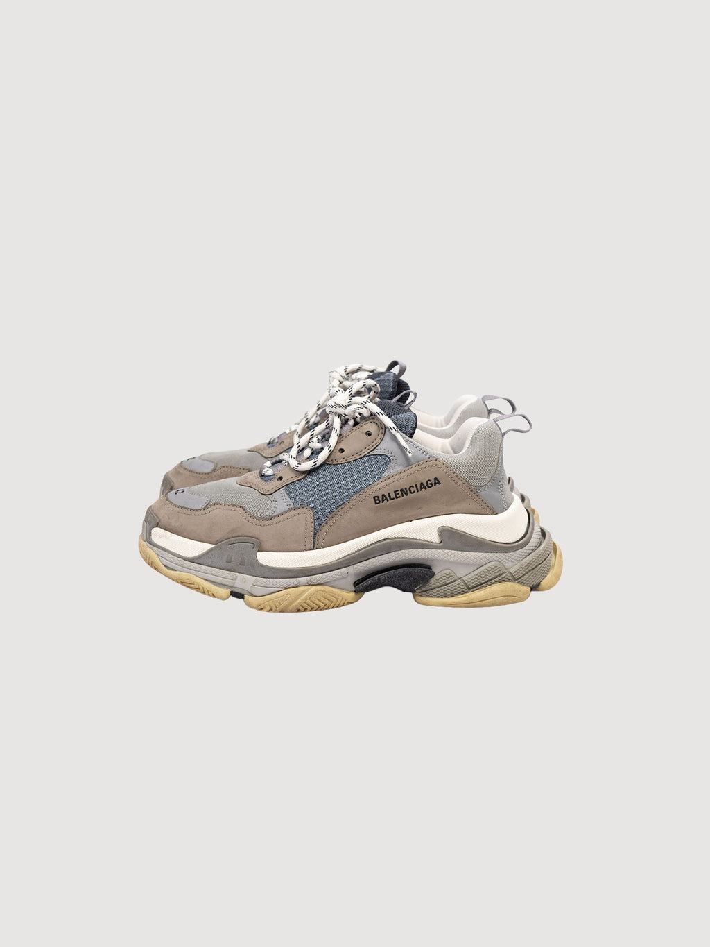 Balenciaga Triple S low-top sneakers in grey leather and mesh