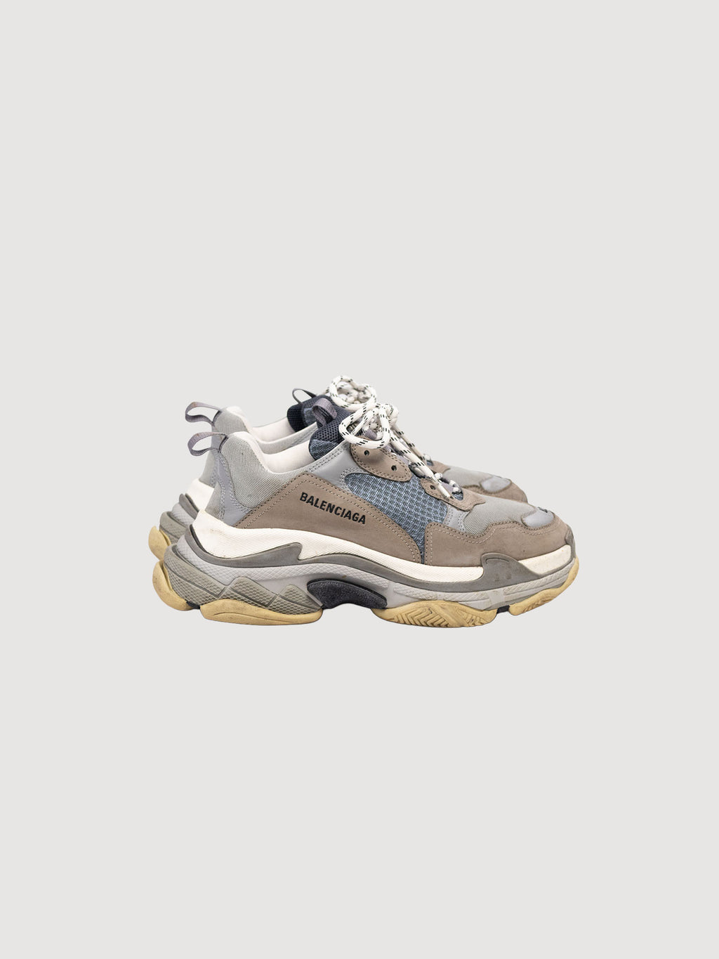 Balenciaga Triple S low-top sneakers in grey leather and mesh