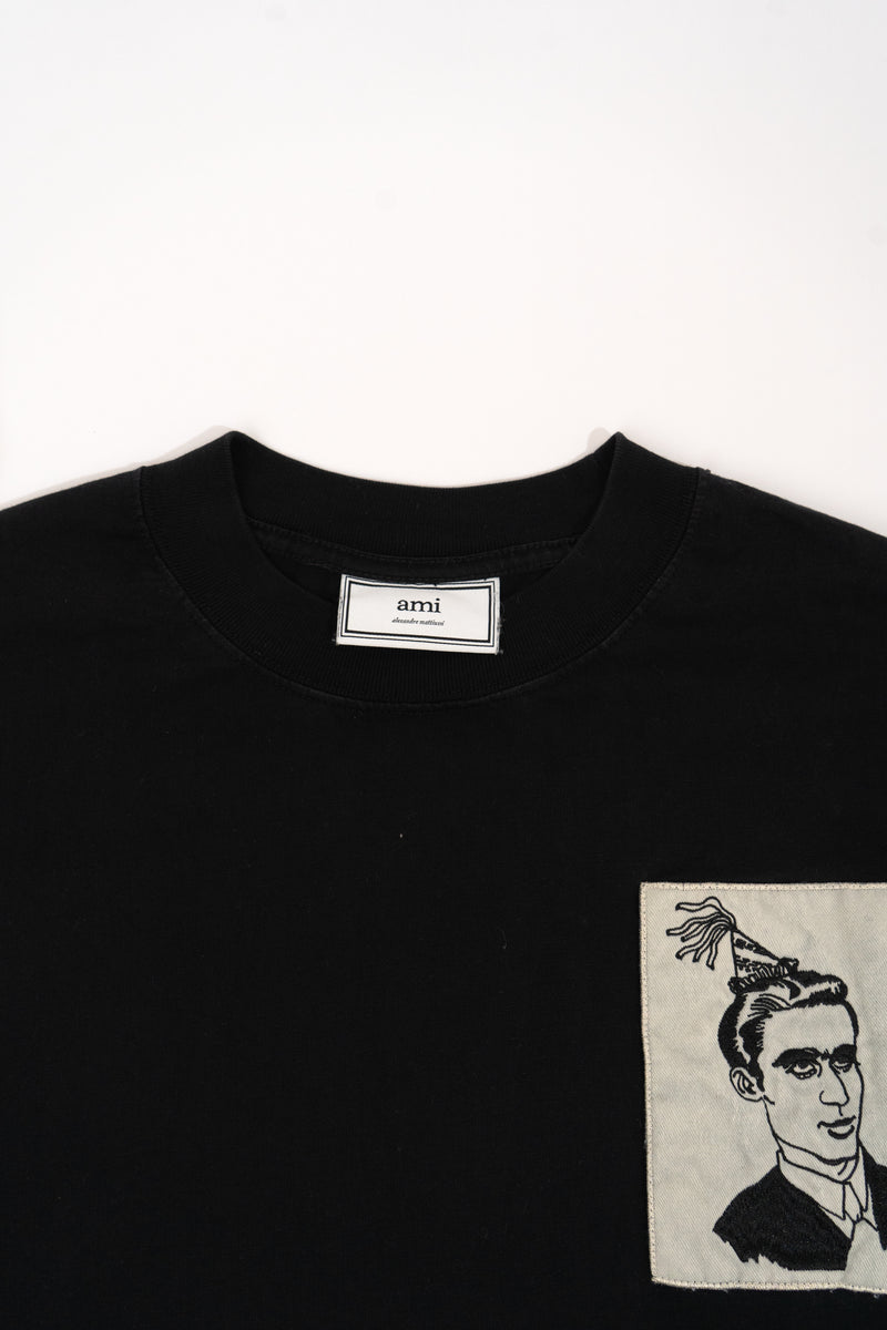 Ami Paris Anniversary Face Patch T-shirt In Black
