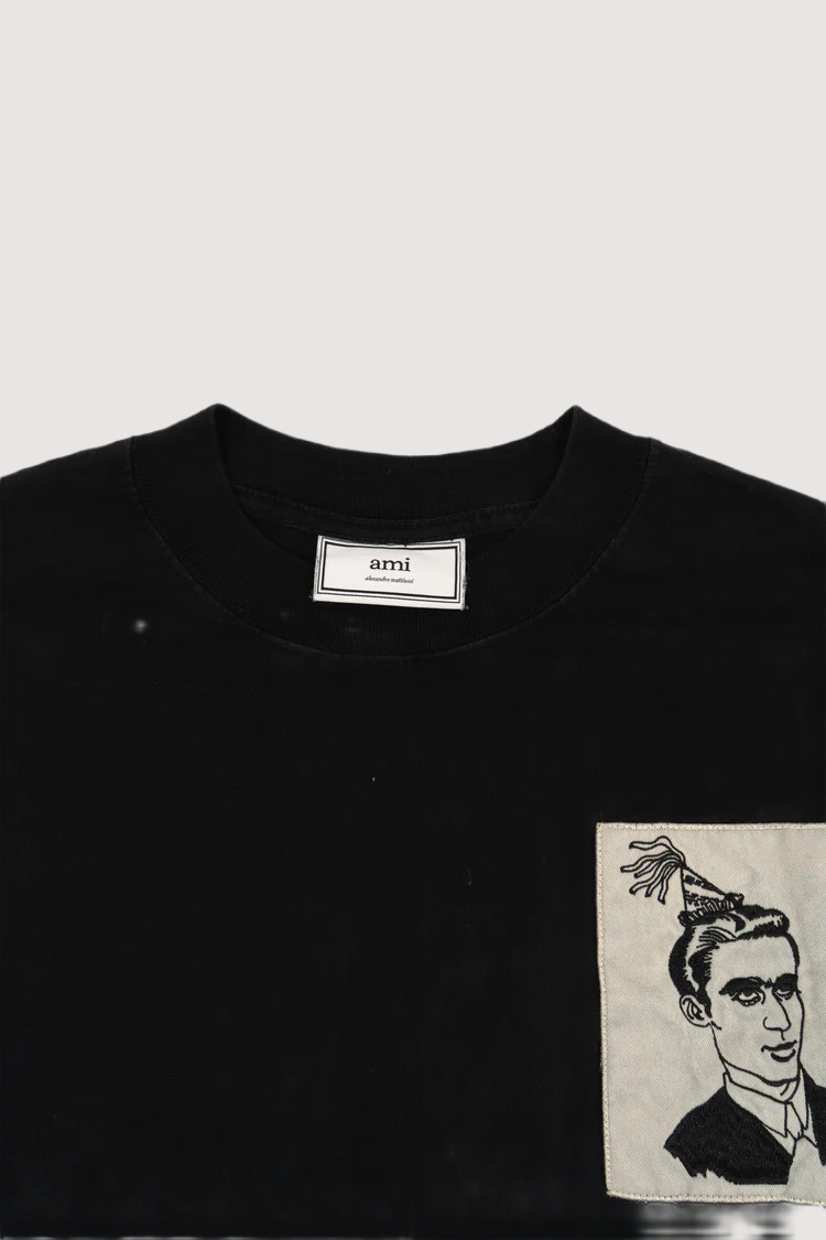 Ami Paris Anniversary Face Patch T-shirt In Black