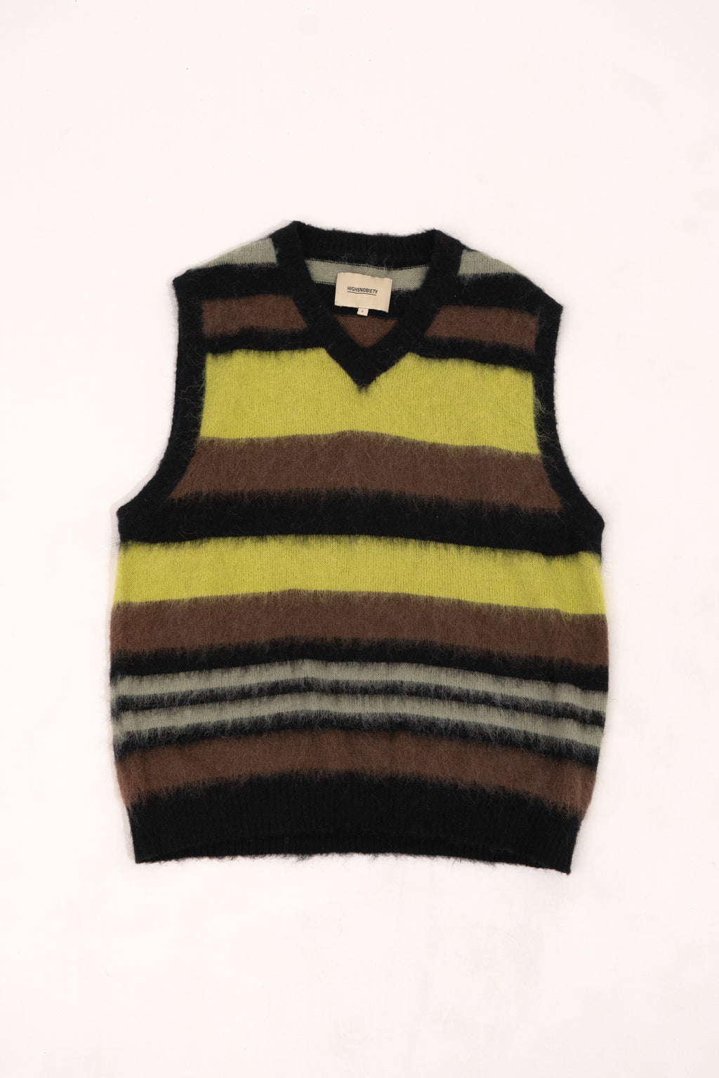 Striped V-Neck Sweater Vest Black