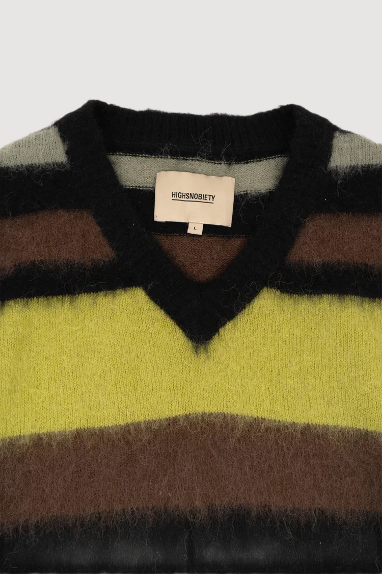 Striped V-Neck Sweater Vest Black