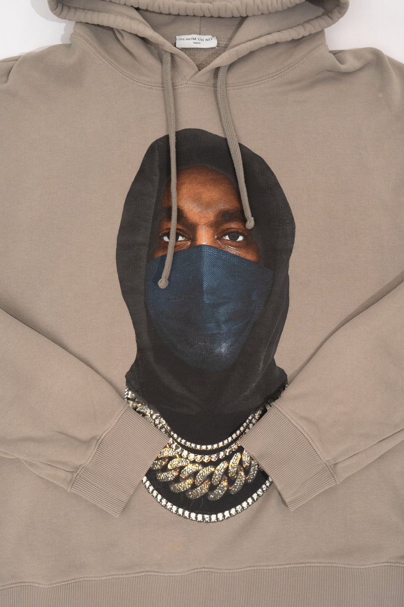 Ih Nom Uh Nit Graphic-print Cotton Hoodie In Grey