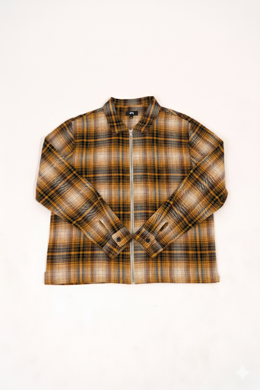 STUSSY JACK SHADOW PLAID ZIP SHIRT