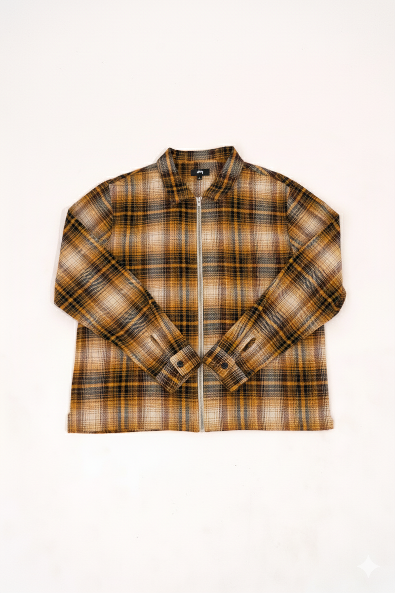 STUSSY JACK SHADOW PLAID ZIP SHIRT