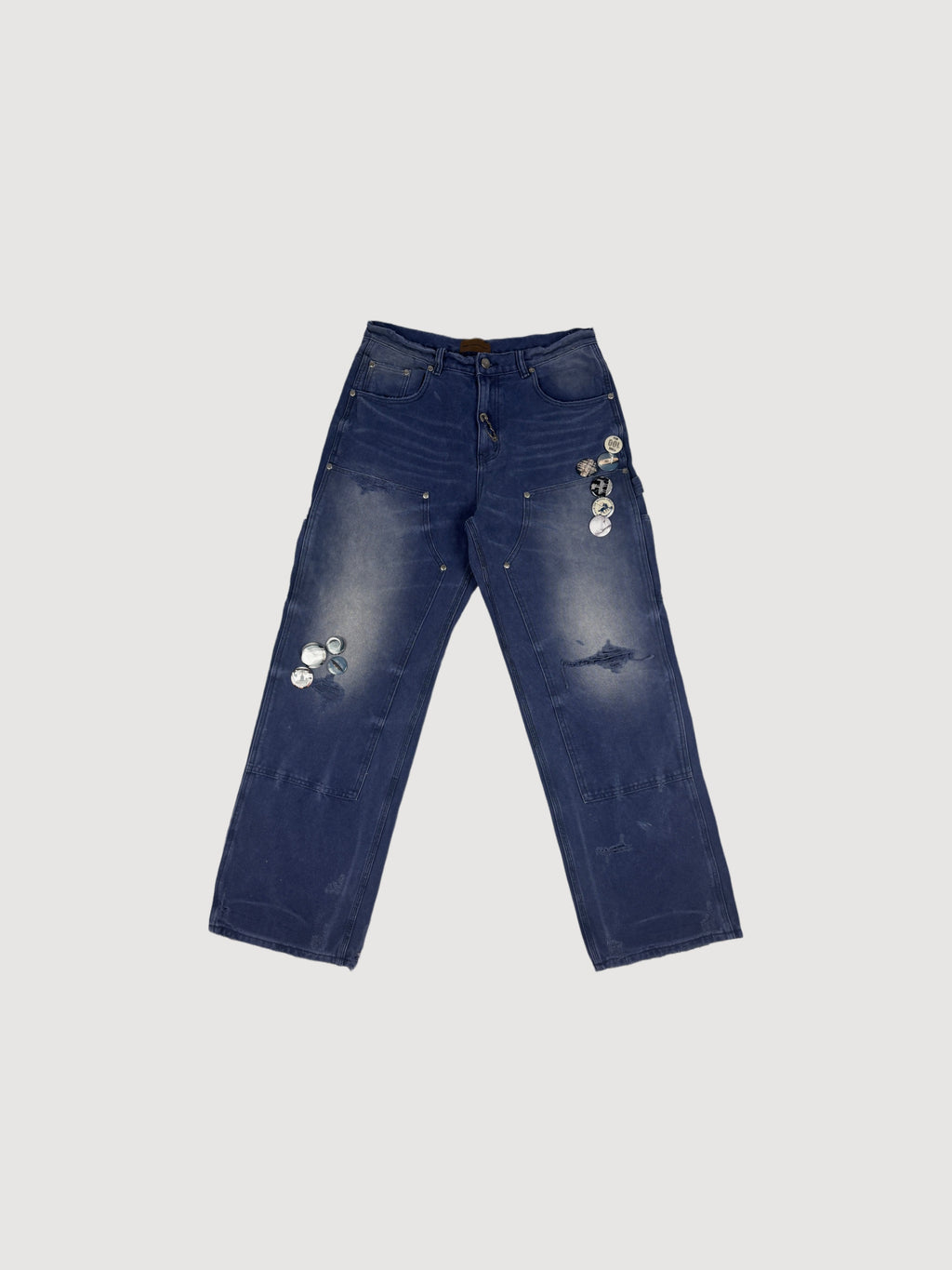1920s Vintage Blue Pin Emblem Workwear Trousers