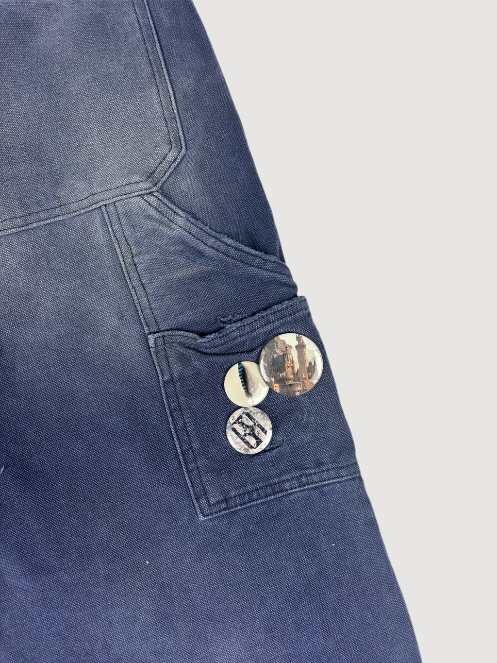 1920s Vintage Blue Pin Emblem Workwear Trousers