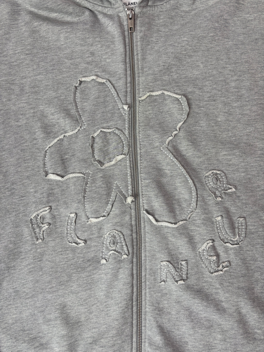 Flaneur Bear Embroidered Zip Hoodie