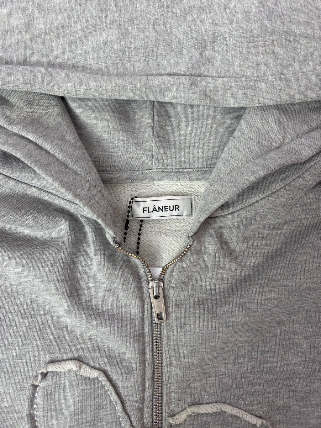 Flaneur Bear Embroidered Zip Hoodie