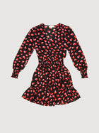 Michael Kors Long Sleeve Dress with Red and Pink Pattern