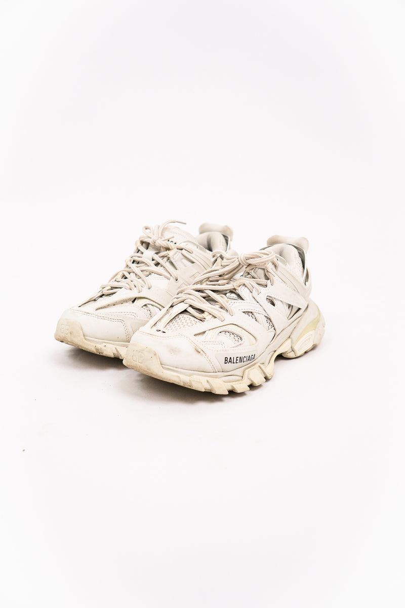Balenciaga White Track Sneakers With Mesh Details
