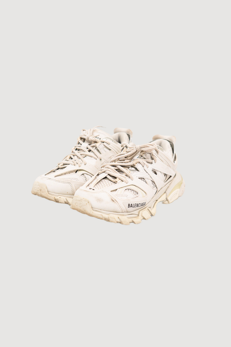 Balenciaga White Track Sneakers With Mesh Details