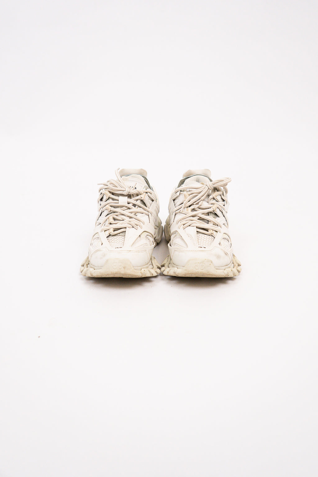 Balenciaga White Track Sneakers With Mesh Details