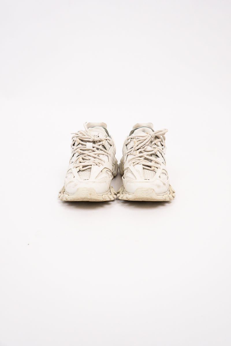 Balenciaga White Track Sneakers With Mesh Details