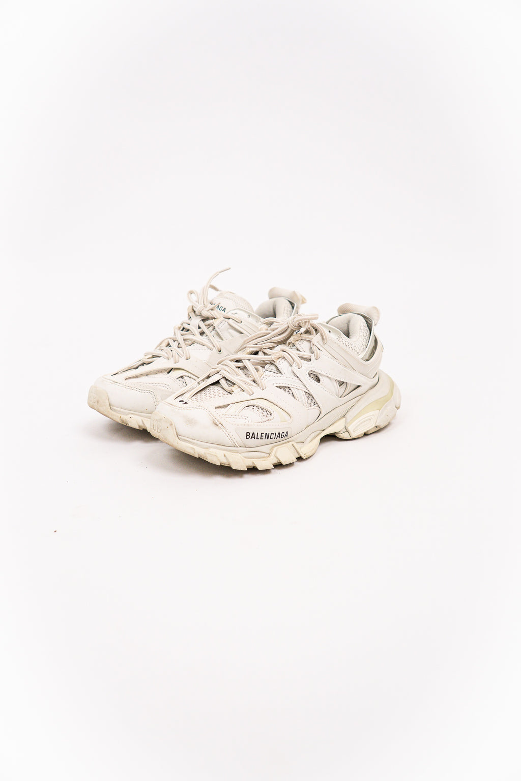 Balenciaga White Track Sneakers With Mesh Details