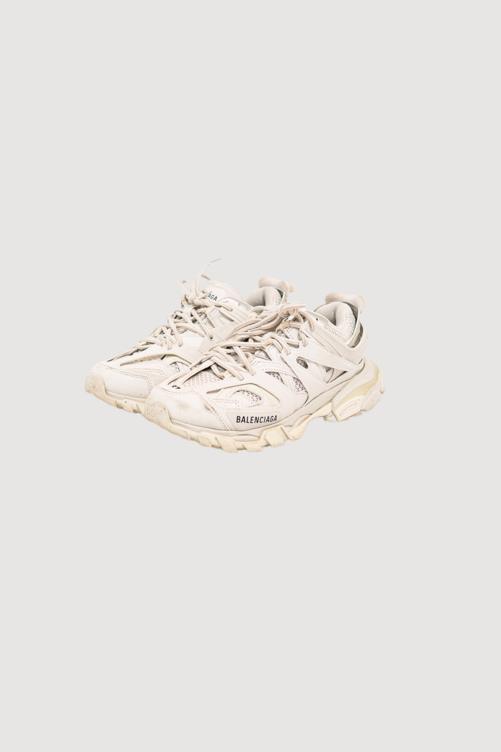 Balenciaga White Track Sneakers With Mesh Details