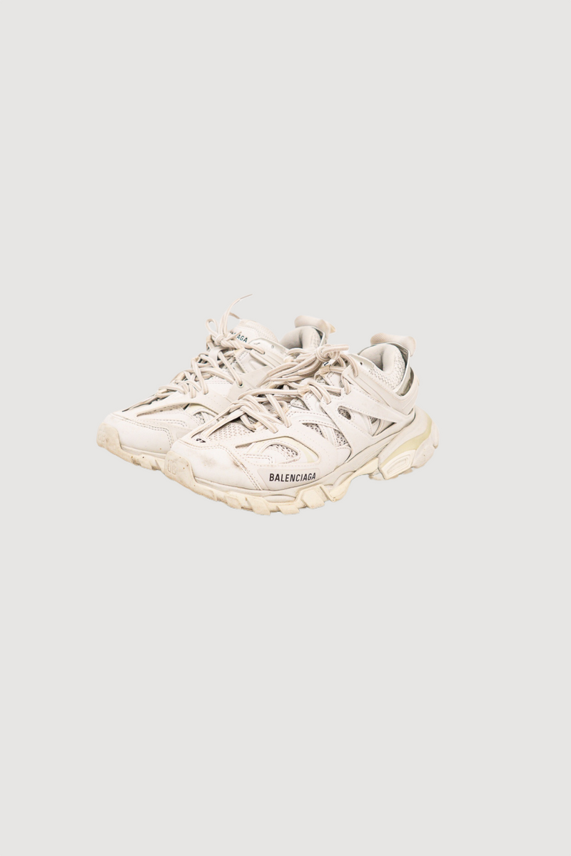 Balenciaga White Track Sneakers With Mesh Details